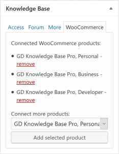 Knowledge Base product assignment